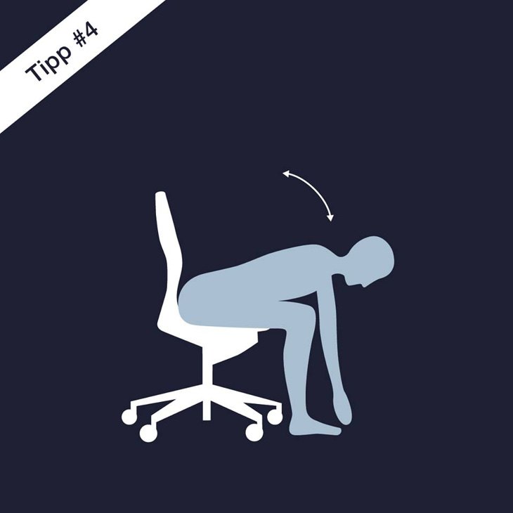 Grafik mit einer Übung für mehr Ergonomie am Schreibtisch.