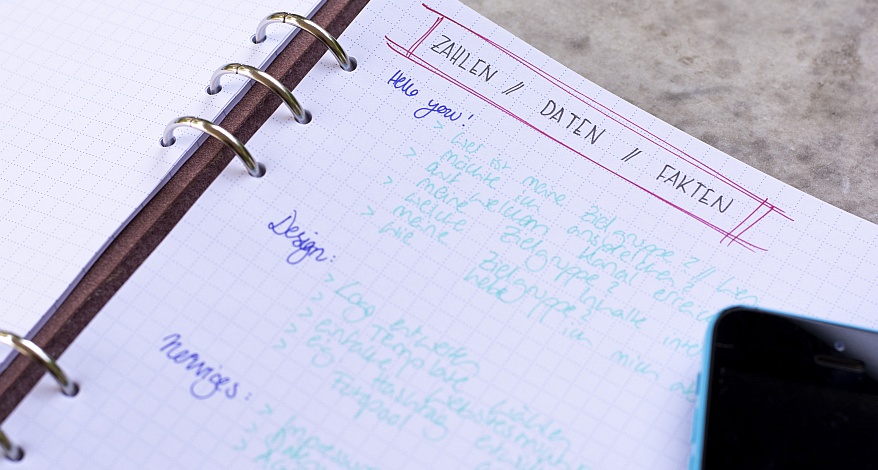 Notizbuch mit handschriftlichen Notizen 