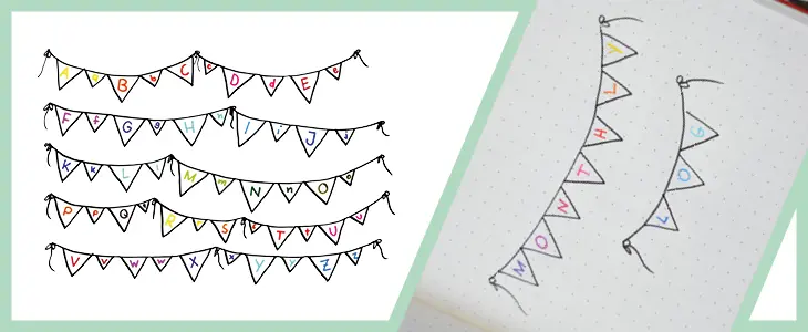 Grafik eines Handlettering-ABCs im Rahmen einer Wimpelkette.