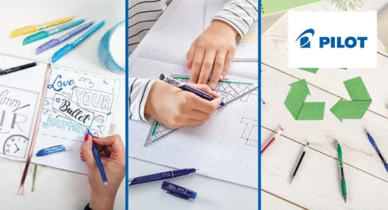 Fotocollage aus 3 Marketingbildern des Stifteherstellers PILOT.