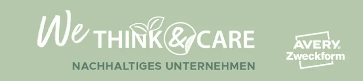 Werbebanner für Avery Zweckform als nachhaltiges Unternehmen.
