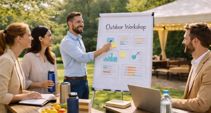 Kollegen beim Outdoor Workshop.