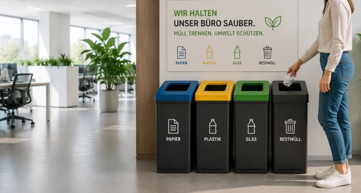 Eine Frau wirft Müll weg.
