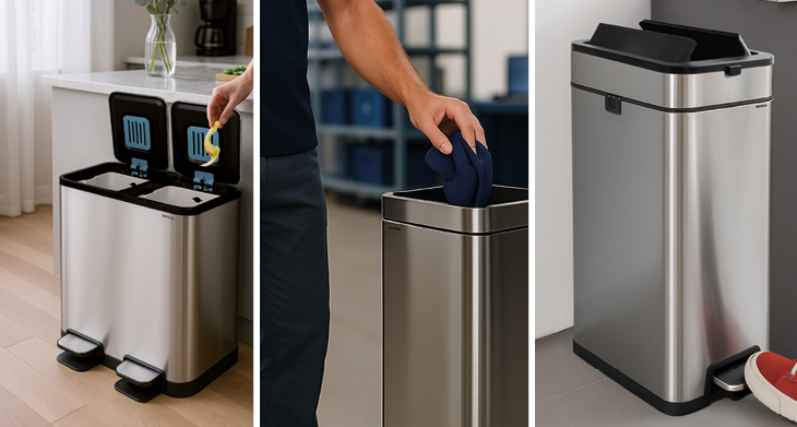 Edelstahl-Abfallbehälter von MAUL für hygienische Arbeitsumgebungen.