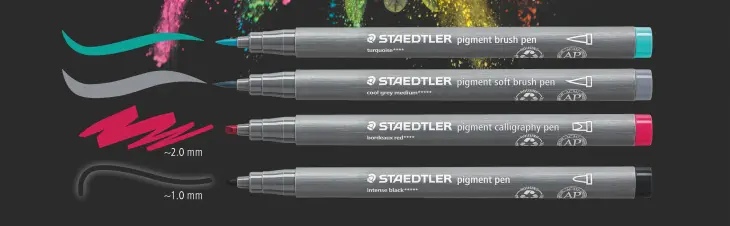 Grafik der Marke STAEDTLER zu den Stiften pigment arts pens.