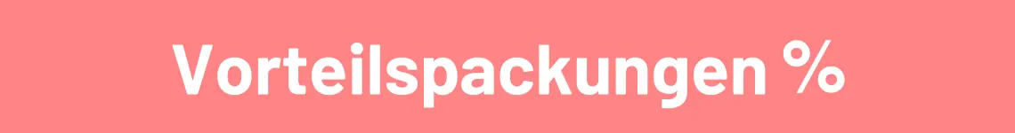 "Vorteilspackungen" auf pinkem Hintergrund mit Prozent Icon