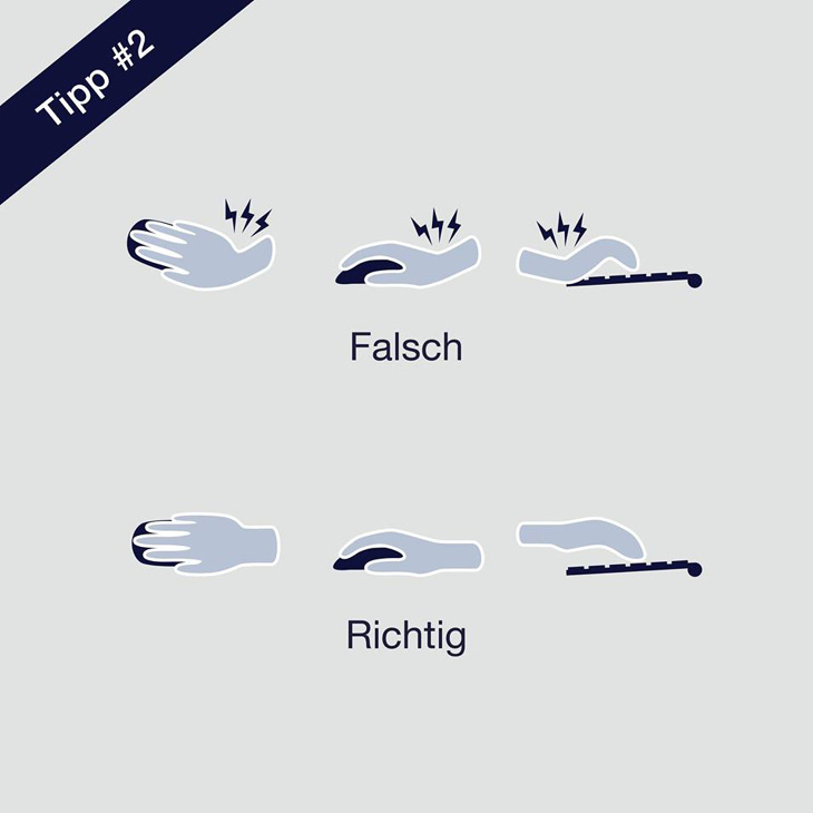 Grafik mit einer Übung für mehr Ergonomie am Schreibtisch.