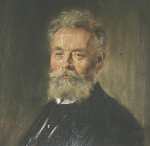 Gemälde mit einem Portrait von Friedrich Soennecken.