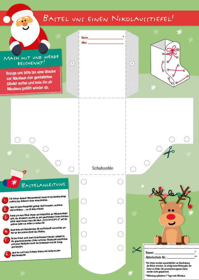 Abbildung Bastelbogen Nikolausstiefel