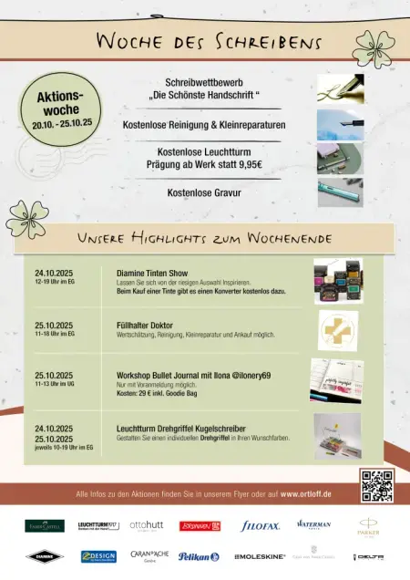Cover des Veranstaltungskalenders zur Woche des Schreibens bei Ortloff in Köln.