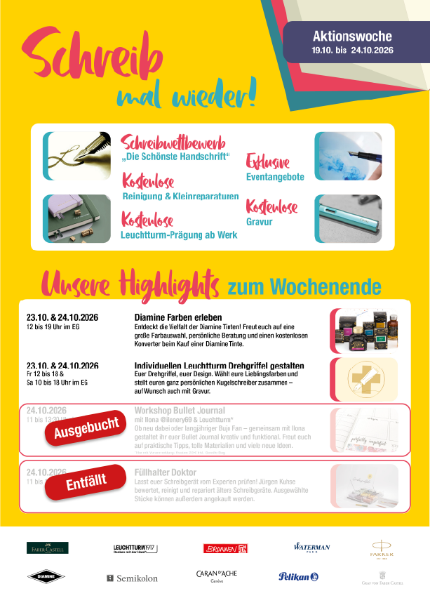 Abbildung des Veranstaltungskalenders zur Woche des Schreibens bei Ortloff in Köln