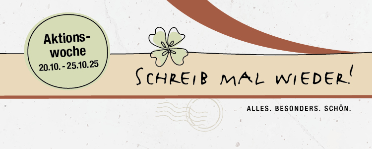 Aktionsbanner "Schreib mal wieder". zur Woche des Schreibens bei Ortloff in Köln vom 20.-25.10.2025