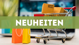 Das Wort "Neuheiten" mit einem Karton Icon.