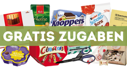 Das Wort "Gratisartikel" mit einem Geschenk Icon.