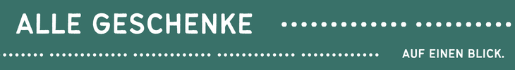 Grafik mit dem Text "Alle Geschenkideen auf einen Blick"