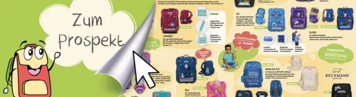 Grafik zum Thema Schulranzen mit Hinweis auf einen Blätterkatalog