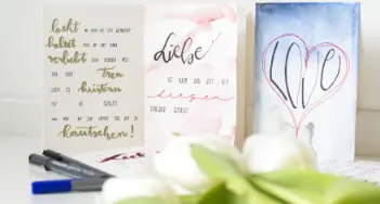 Gratulieren Sie zur Hochzeit mit einer hübsch gestalteten Karte inkl. Spruch. Bei Prüfer & Herting in Otterndorf und im Onlineshop finden Sie alles für Ihre Umsetzung.