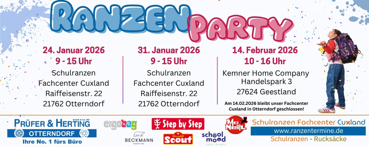 Grafik zur Bewerbung der Ranzenpartys bei Prüfer & Herting