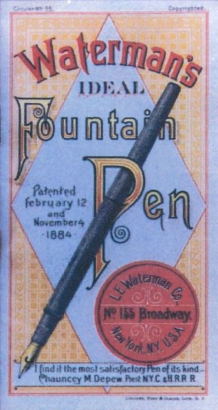 Historische Werbeanzeige für Waterman’s Ideal Fountain Pen von 1884.