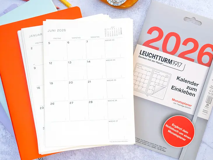 Kalender zum Einkleben ins Bullet Journal von LEUCHTTURM1917. Foto: Johanna Rundel