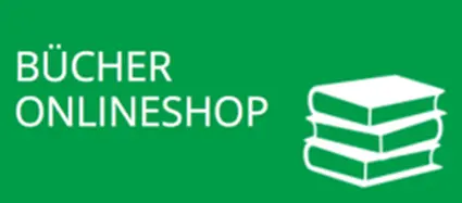 Grüner Button mit Text "Bücher Onlineshop" und Grafik gestapelter Bücher.