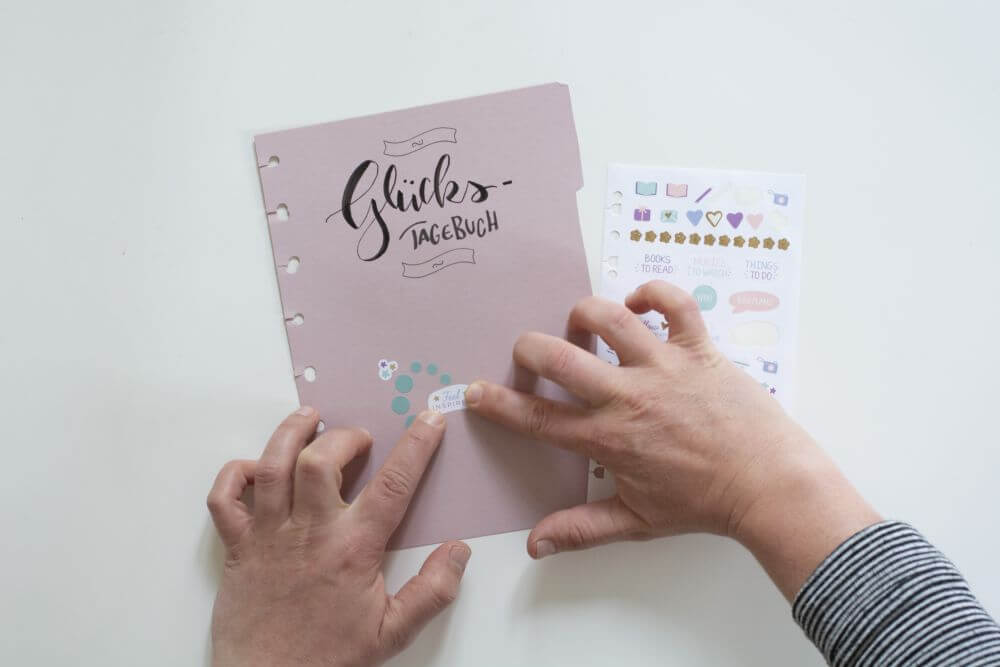 Bastelanleitung Do it yourself-Divider für Filofax Notizbuch Schritt 1: Die Deckblätter nach belieben verzieren, belettern und mit Stickern bekleben.
