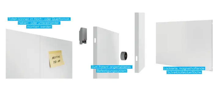 Montagemöglichkeiten der Franken Infinitiy Schreibtafeln.