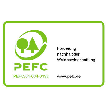 Logo und Grafik des Umweltzeichens PEFC.