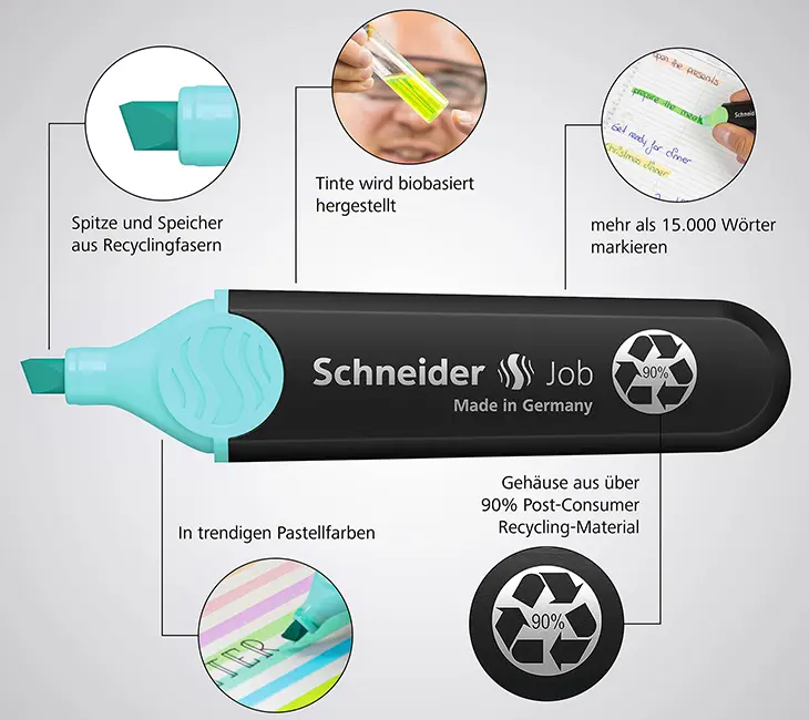 Die Eigenschaften des Schneider Textmarker Job
