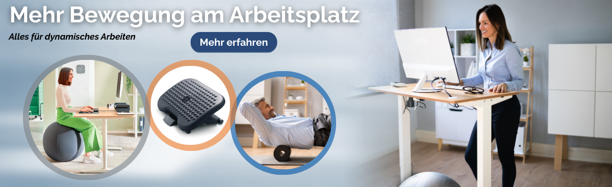 Frau am ergonomischen Tisch und Produkte