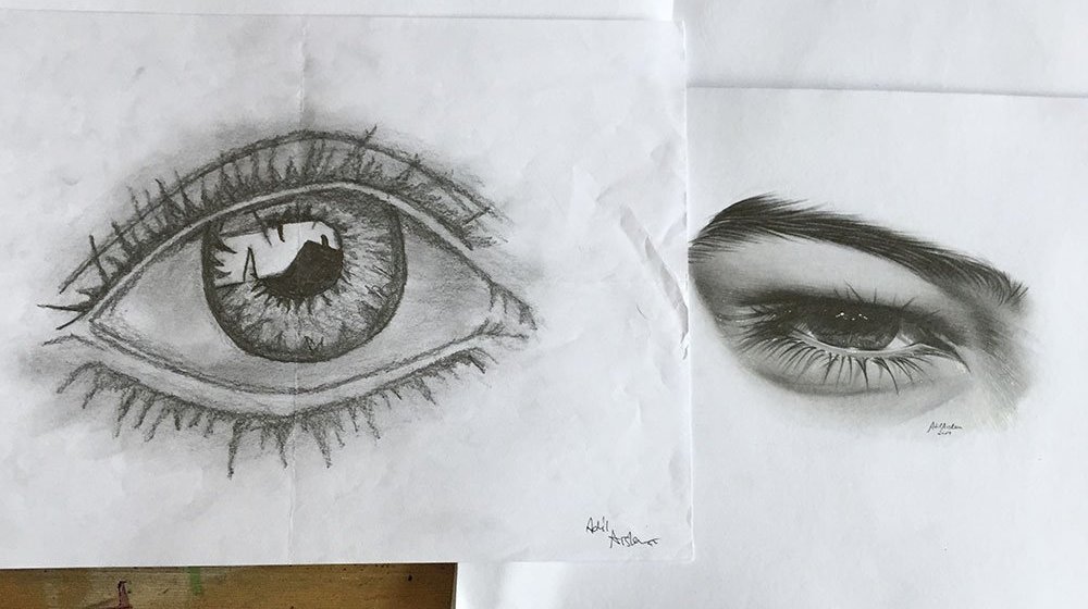 Augen in Bleistiftzeichnung