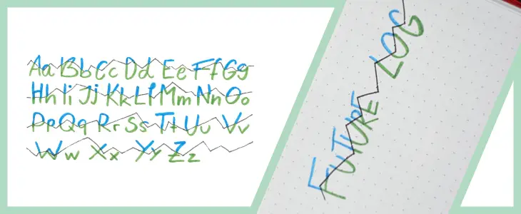  Grafik eines Handlettering-Alphabets mit Bergoptik