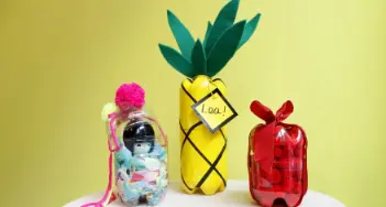 Einfache Upcycling-Idee: So verwandeln Sie PET-Flaschen in Geschenkboxen. Mehr bei Viehausen in Erkelenz und im Onlineshop.