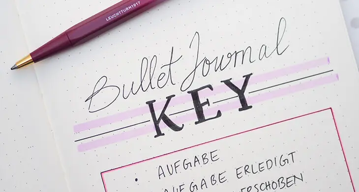 Close-Up Key Seite in einem LEUCHTTURM1917 Bullet Journal. Foto: Johanna Rundel