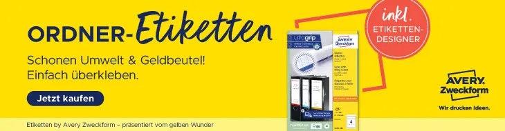 Werbebanner für Ordneretiketten von Avery Zweckform