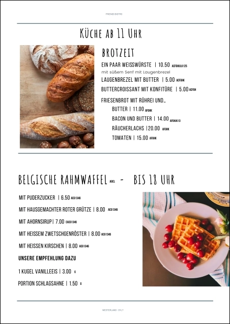 Vorschaubild für die Speisekarte von Voss Friends Bistro