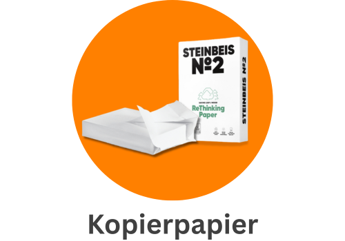 Kopierpapier in orangenem Kreis