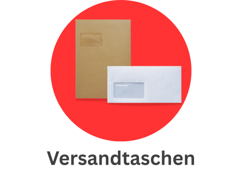 Versandtaschen auf rotem Hintergrund