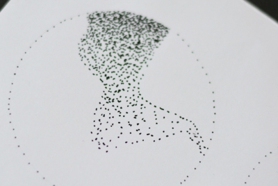 Begonnene Punktzeichnung eines abstrakten Motivs