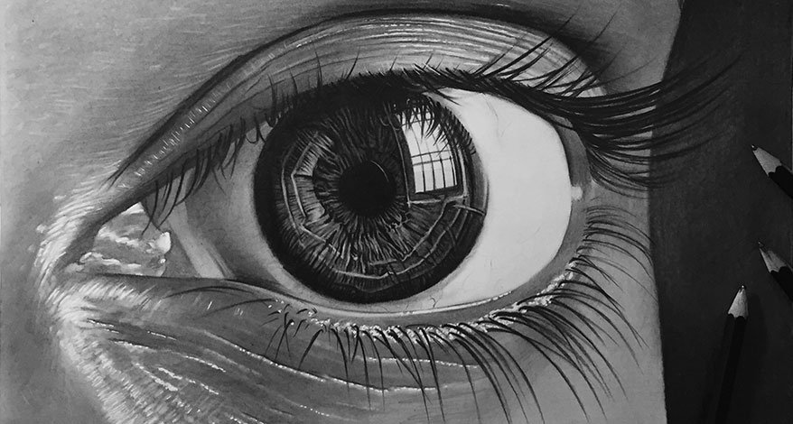 Auge gezeichnet mit Bleistift