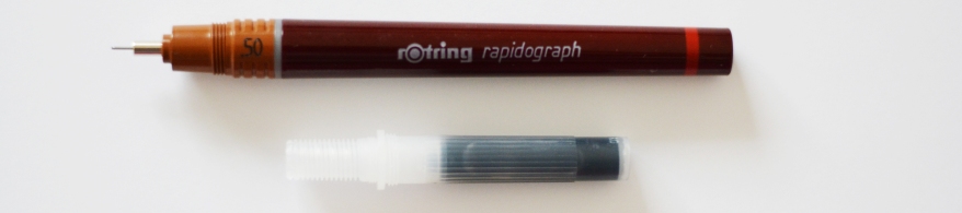 Rotring Rapidograph mit geöffneter Tintenpatrone