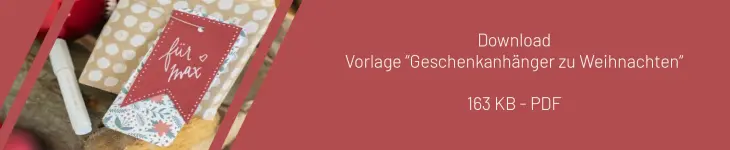 Downloadbutton für Vorlagen zur Geschenkeanhänger zu Weihnachten.