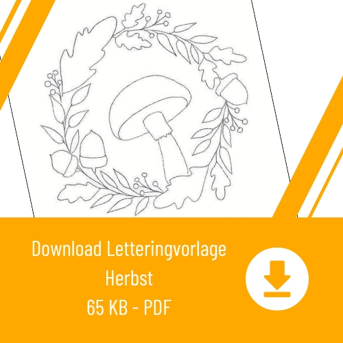 Downloadbanner für die Letteringvorlage mit Herbst-Motiv.