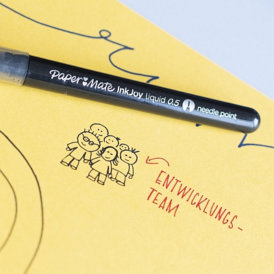  Ausschnitt der Zeichnung mit Marker und der Beschriftung „Entwicklungsteam“, daneben ein gezeichneter Avatar.