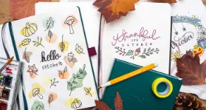 Bullet Journal Oktober: 3 herbstliche ❤ Gestaltungsideen | GRATIS-Download zum Abpausen ✎ von Wiederholdt in Göttingen