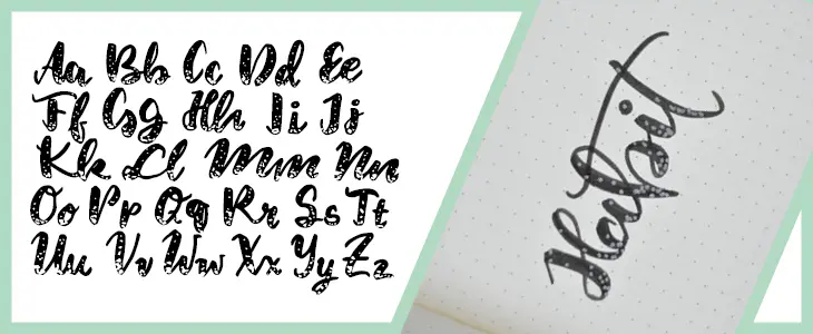 Grafik einer handgeletterten Bistroschrift in rot und schwarz.