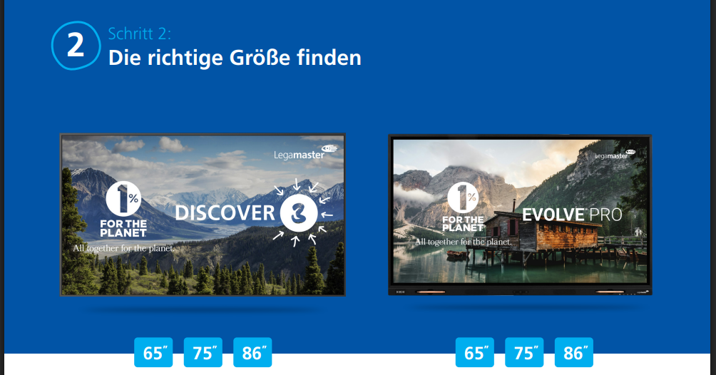 Größe Auswahl Legamaster Display